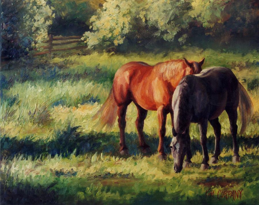 Pasture At Whites Crossing Horse Painting Painting by Kim Corpany