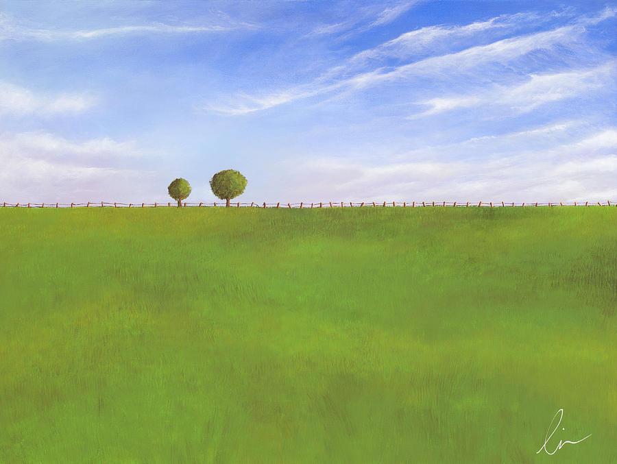 Tree Painting - Pasture Land by Cindy D Chinn
