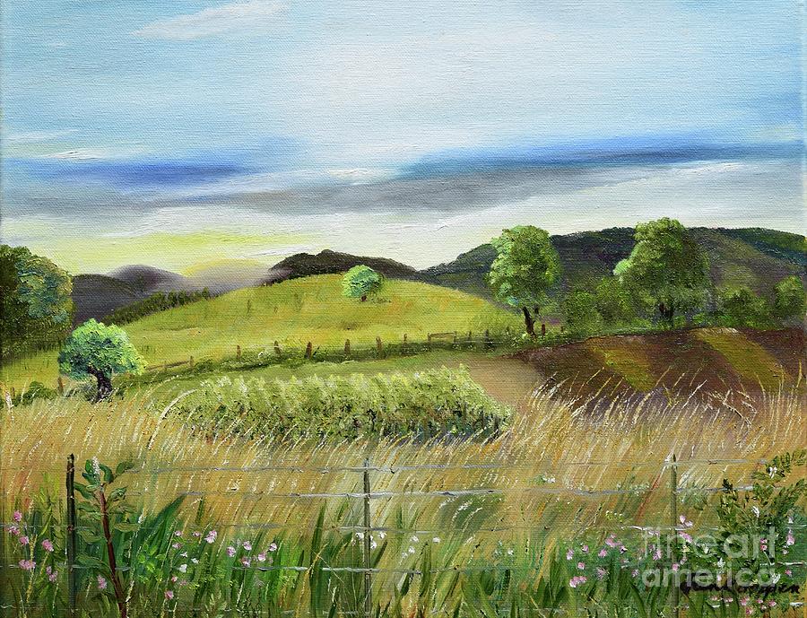 Pasture Love at Chateau Meichtry - Ellijay GA Painting by Jan Dappen