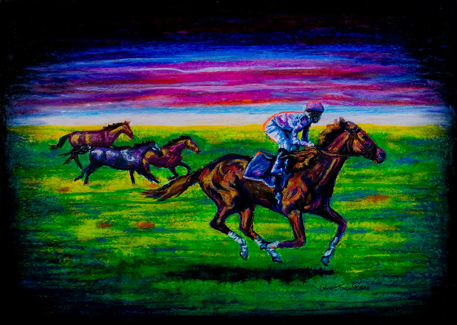 Pasture Race Pastel by Laurie Tietjen