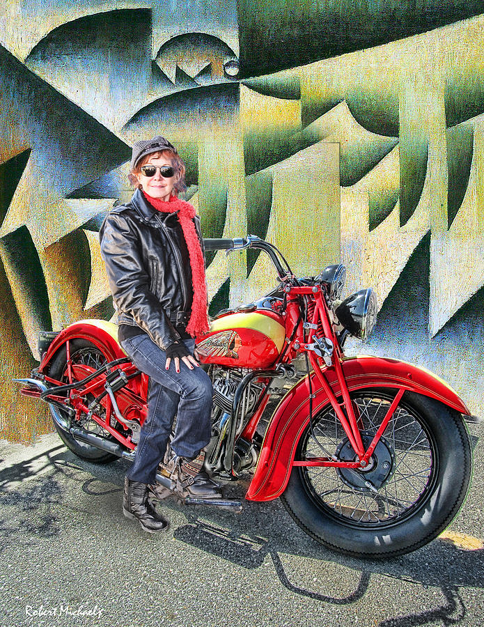 Pat And The Red Indian Motorcycle Photograph by Robert Michaels