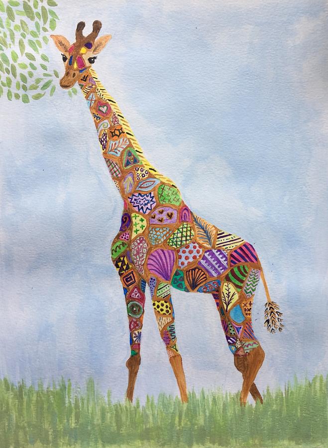 Patched Giraffe Painting by Bonnie A - Fine Art America