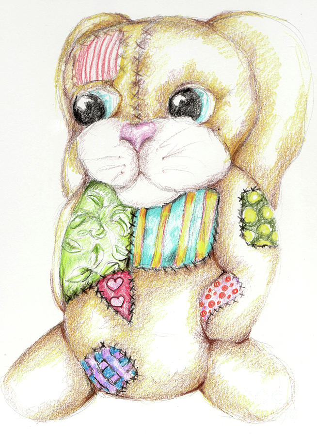 Rabbit Drawing - Patches by Trena Guthridge