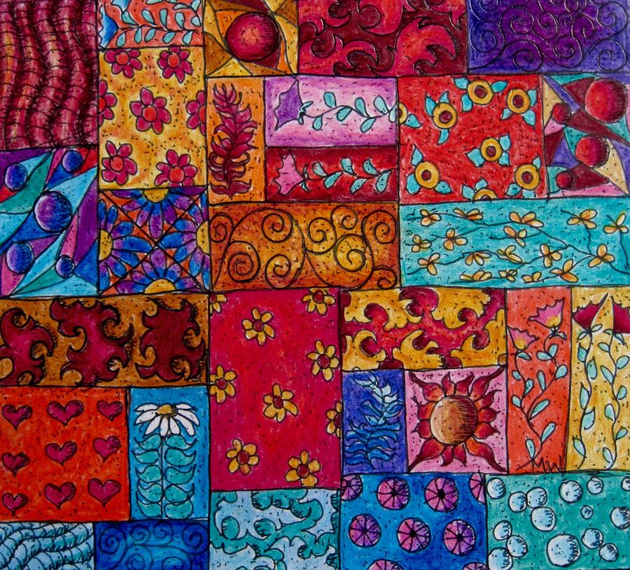 Patchwork 2 Drawing by Megan Walsh
