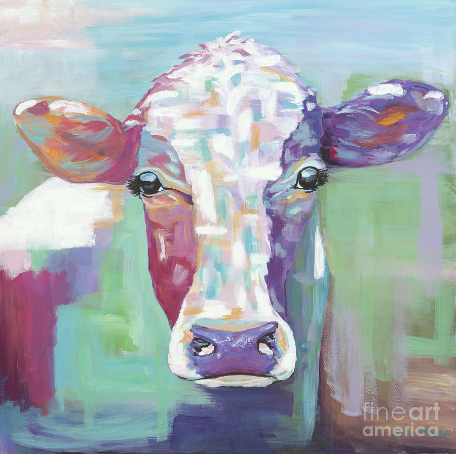 Cow Painting - Patchwork Cow by Julie Ethridge