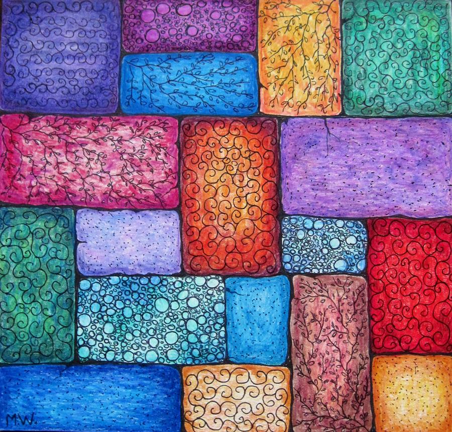 Patchwork Drawing by Megan Walsh