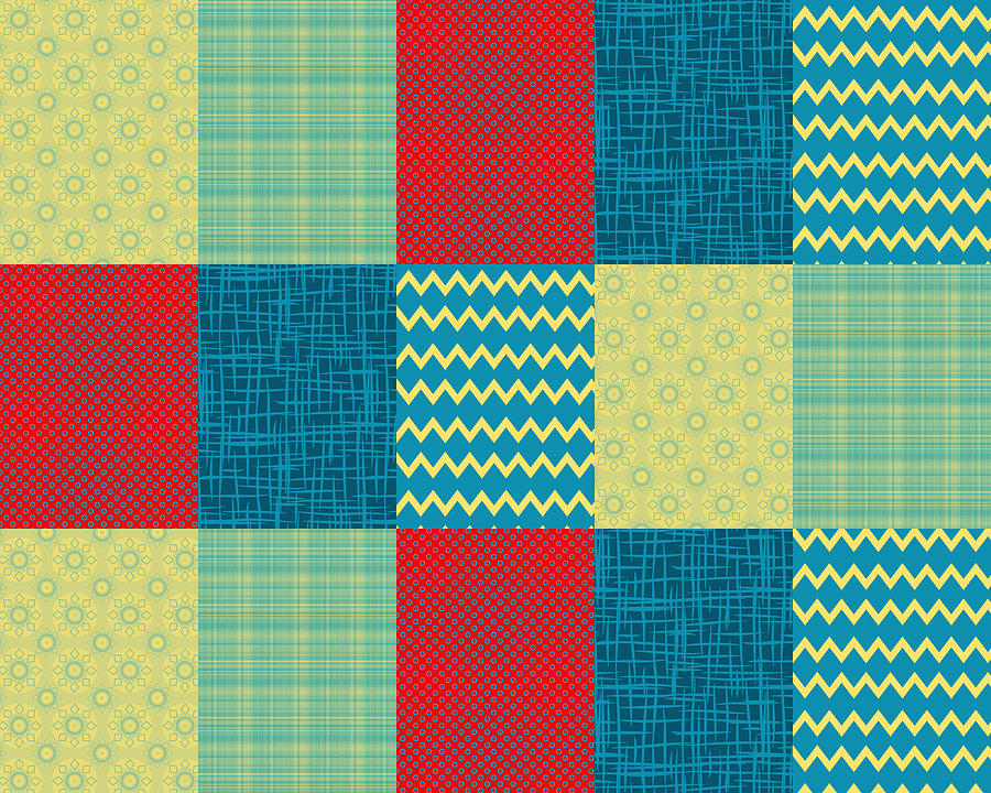Patchwork Patterns - Muted Primary Digital Art by Shawna Rowe