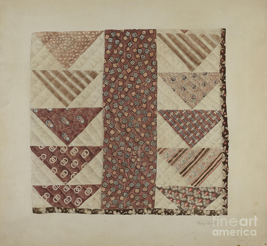 Patchwork Quilt (section) Drawing by Henry Fine Art America