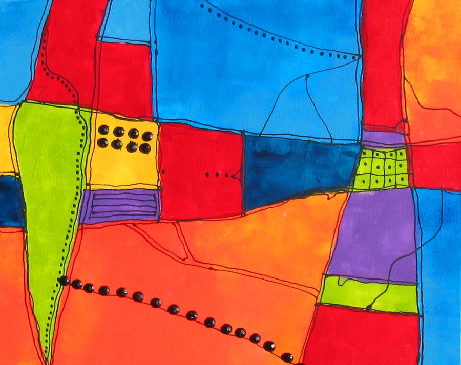 Abstract Painting - Patchwork with Attitude by Louise Adams