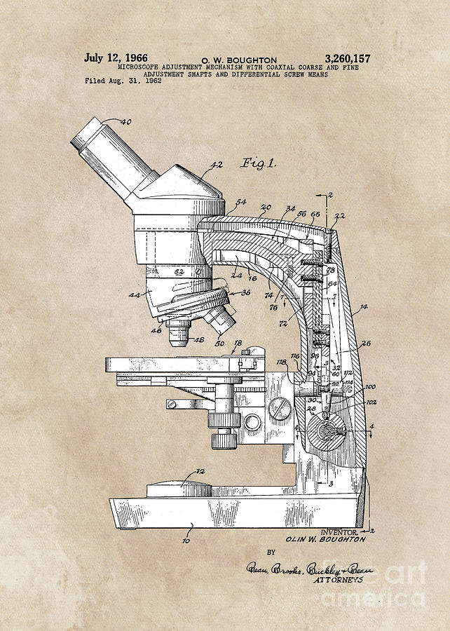 patent art Boughton microscope 1966 Digital Art by Justyna Jaszke JBJart