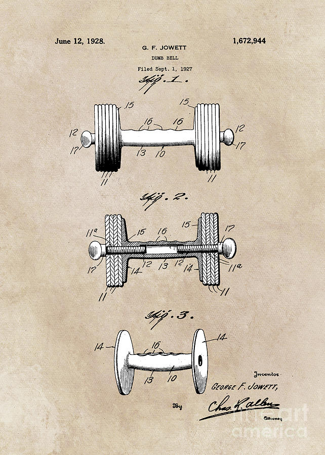 patent art Jowett Dumb Bell 1927 Digital Art by Justyna Jaszke JBJart