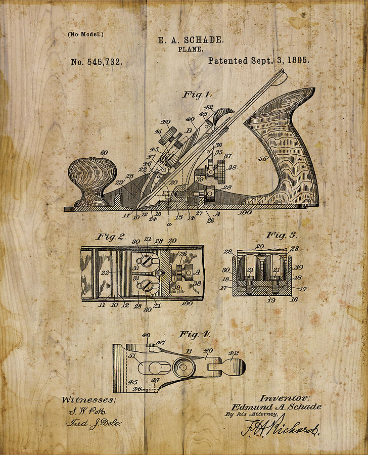Tool Digital Art - Patent Art Plane 1895 by Cynthia Decker