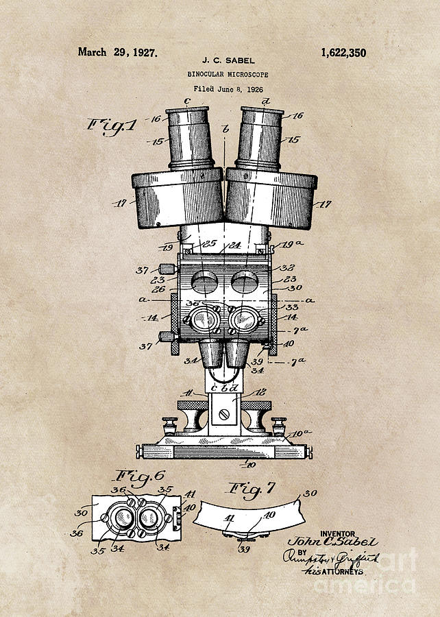 patent art Sabel Binocular Microscope 1926 Digital Art