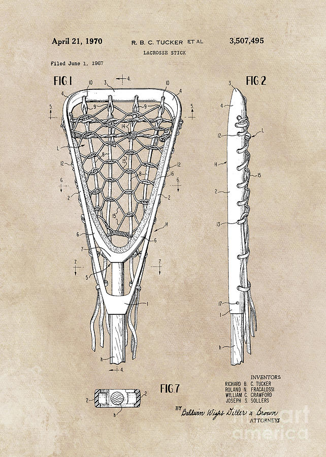 patent art Tucker Lacrosse stick 1967 Digital Art