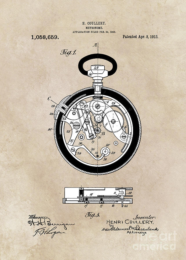 patent Coullery Metronome 1908 Digital Art
