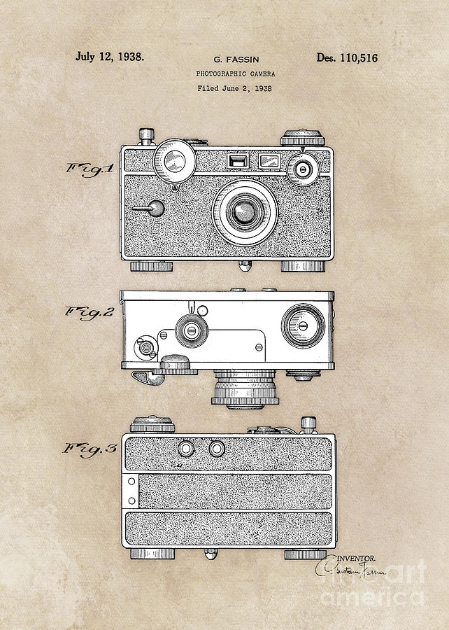 patent Fassin photographic camera 1938 Digital Art by Justyna Jaszke JBJart