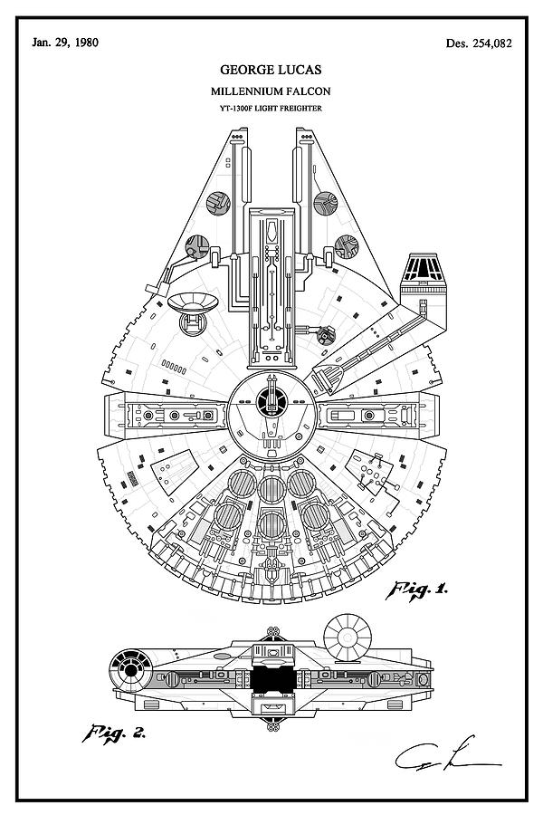 Patent illustration replica for the Millennium Falcon from Star 