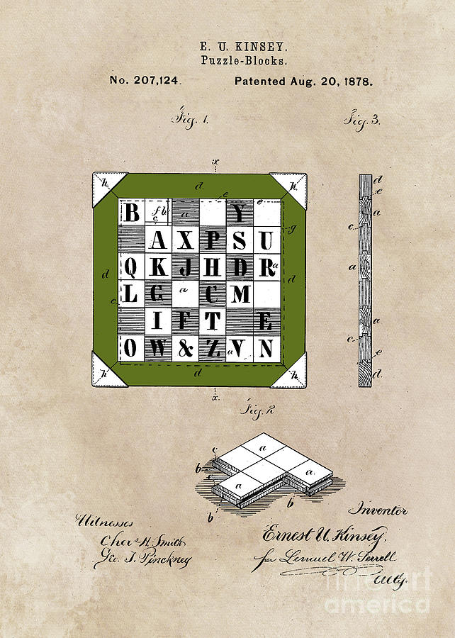 patent Kinsey Puzzle Blocks 1878 Digital Art by Justyna Jaszke JBJart