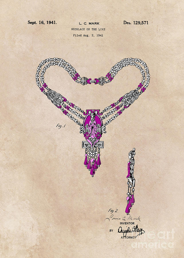 patent Necklace or the like Mark 1941 Digital Art by Justyna Jaszke JBJart