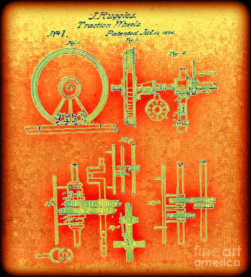 Patent One Traction Wheels Digital Art by Richard W Linford