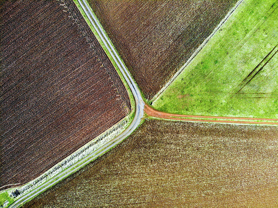 Path and field aerial image Photograph by Matthias Hauser