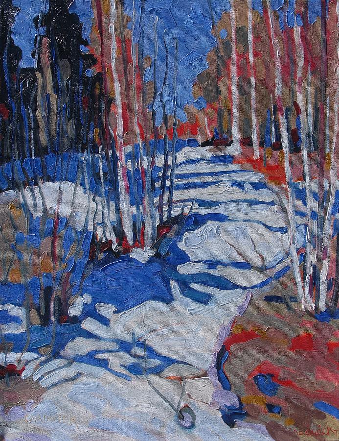 Path Behind Mowat Lodge Painting by Phil Chadwick