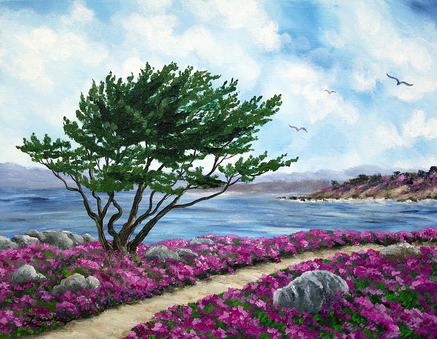 Tree Painting - Path by a Cypress Tree in May by Laura Iverson