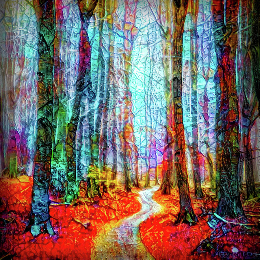 Path in the forest Mixed Media by Lilia S