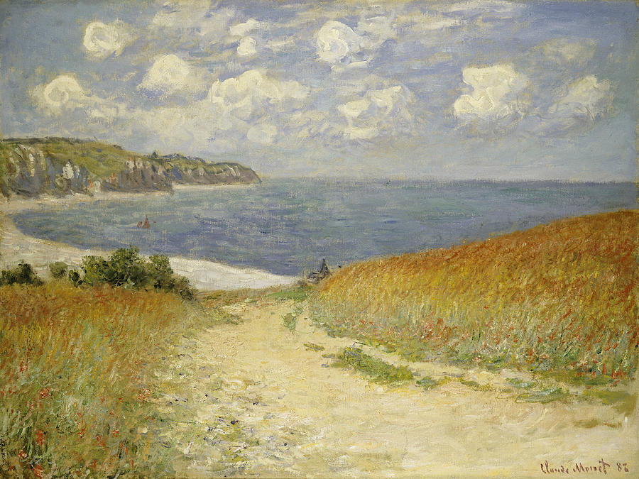 Beach Painting - Path in the Wheat at Pourville by Claude Monet