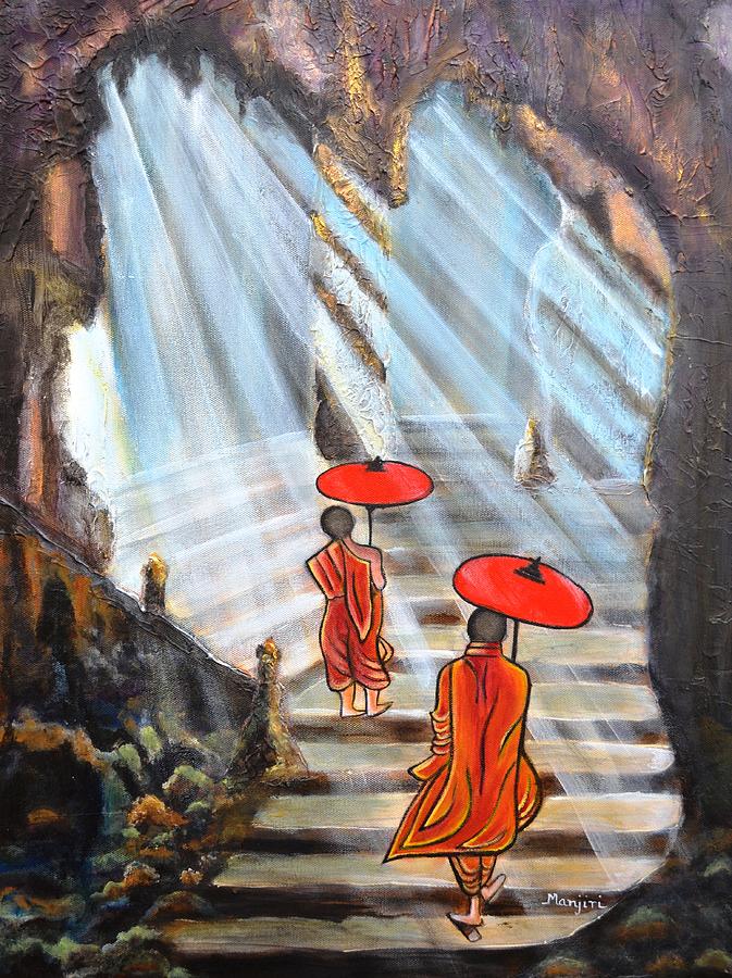 Buddha Painting - Path to enlightenment by Manjiri Kanvinde