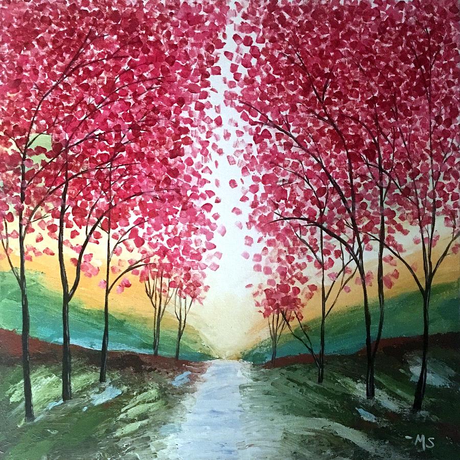 Tree Painting - Path of pink by Michelle Sarafian