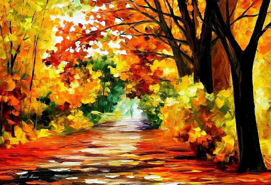 Path Of Sun Beams - Palette Knife Oil Painting On Canvas By Leonid ...