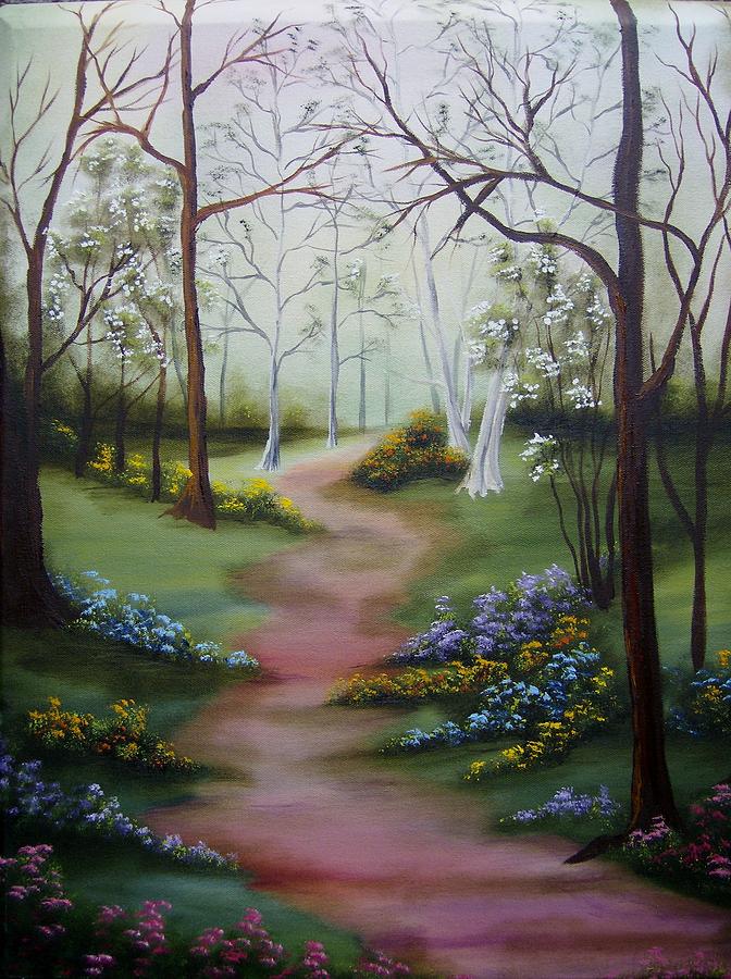 Path Through the Trees Painting by Debra Campbell