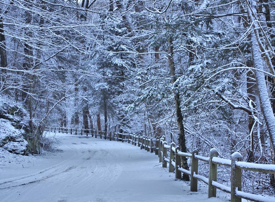 Path to a snow valley Photograph by Gerald Kloss