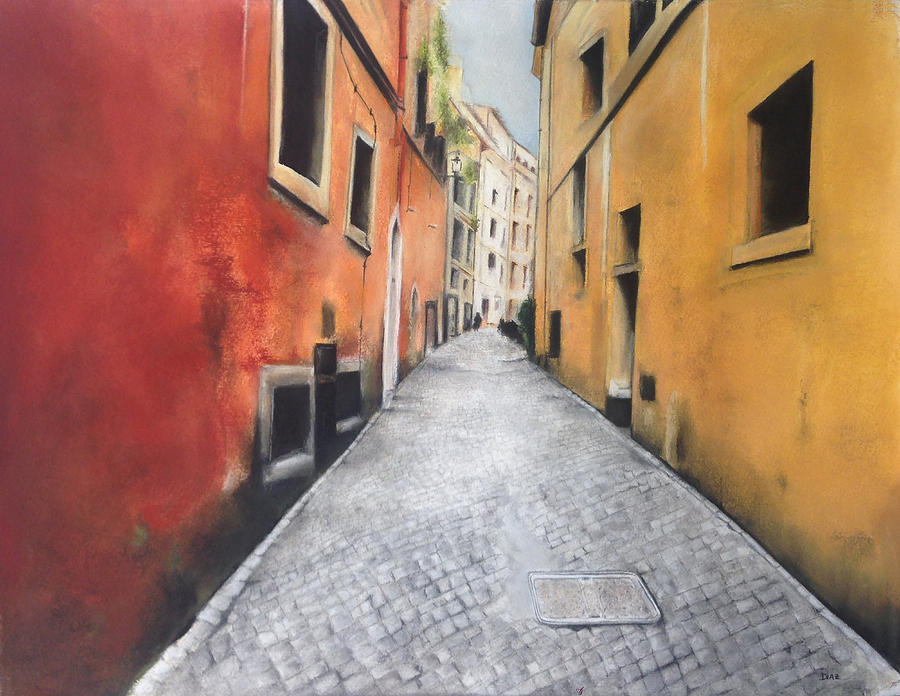 Cobblestone Street Pastel - Path To... by Carrie Diaz Cobblestone Street Pastel - Path To... by Carrie Diaz