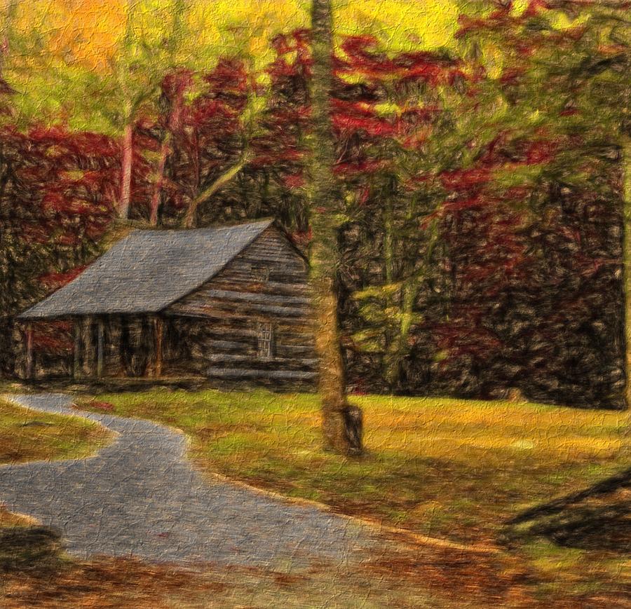 Path To The Fall Cabin Painting By Dan Sproul