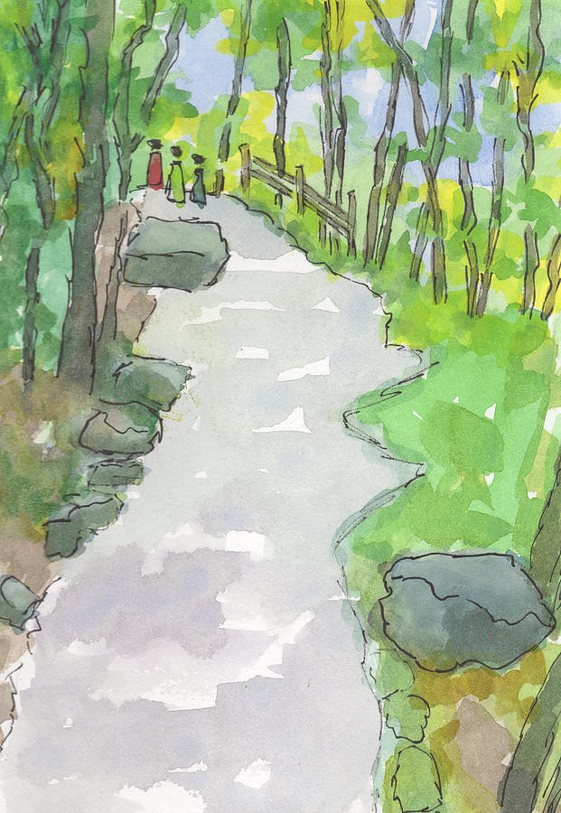 Path to the Falls Painting by Marcy Brennan