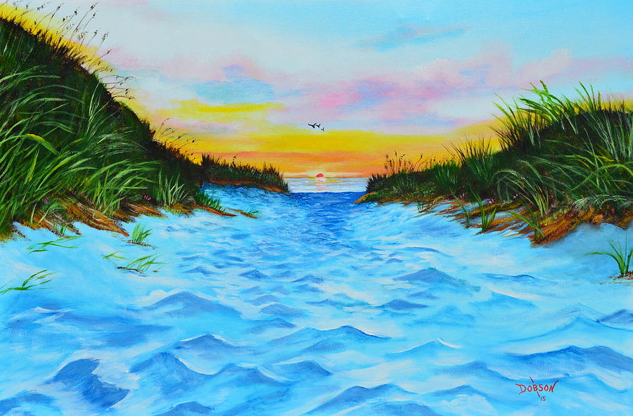 Path To The Key At Sunset Painting by Lloyd Dobson