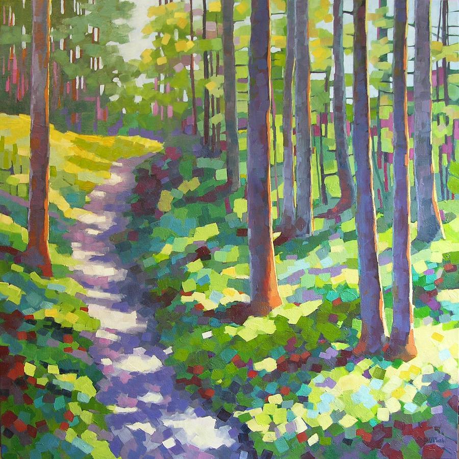 Online Original Watercolor Landscape Painting Nature Trail Hike Art Landscape Forest Evergreens Northwest Hiking