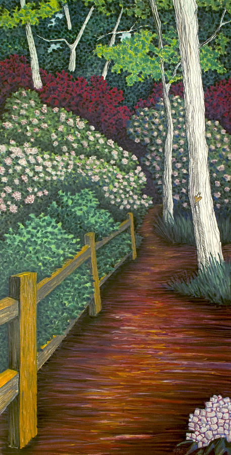 Pathway Home through Mountain Laurel Blooms Pastel by Michele Fritz