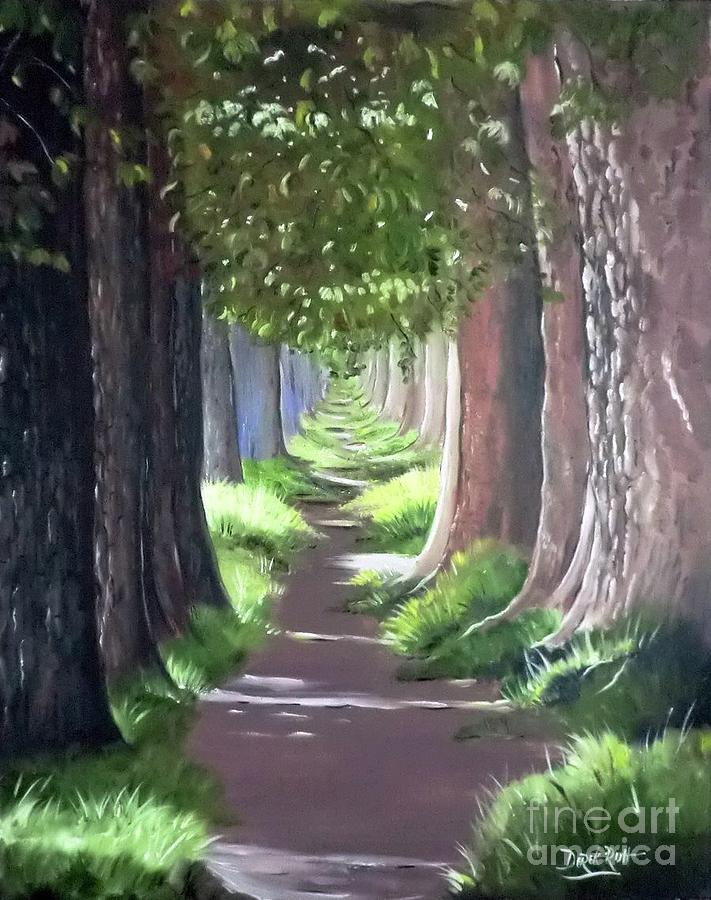 Pathway Through The Summer Trees Painting