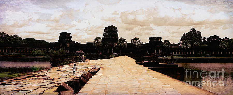 Buddha Digital Art - Pathway to Angkor Wat Mixed Art Cambodia  by Chuck Kuhn