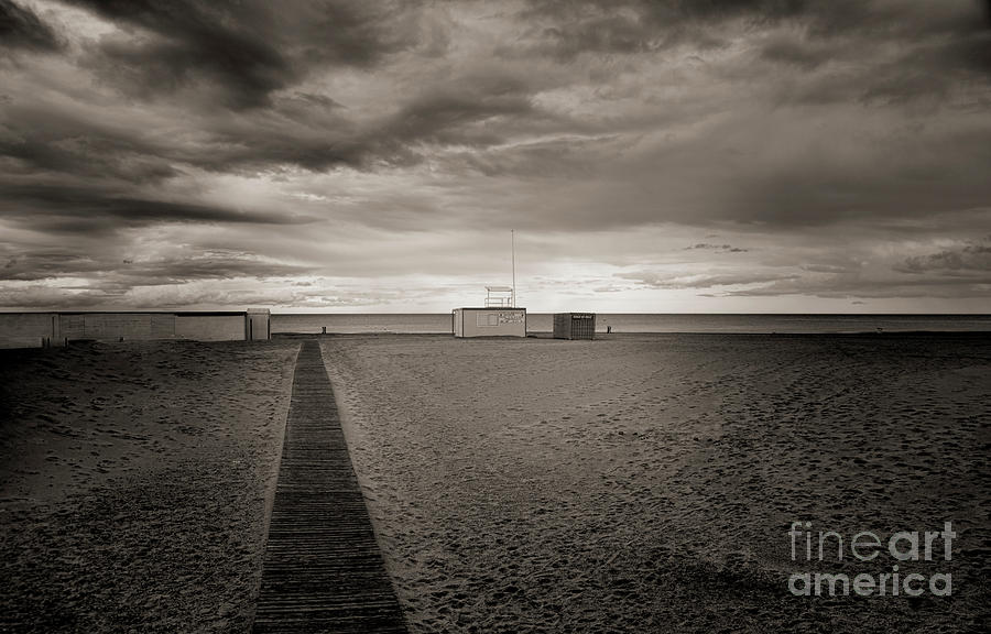 Pathway to Canet Beach Sand Sepia France  Photograph by Chuck Kuhn