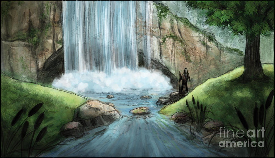 Pathways - Waterfall Painting by Brandy Woods
