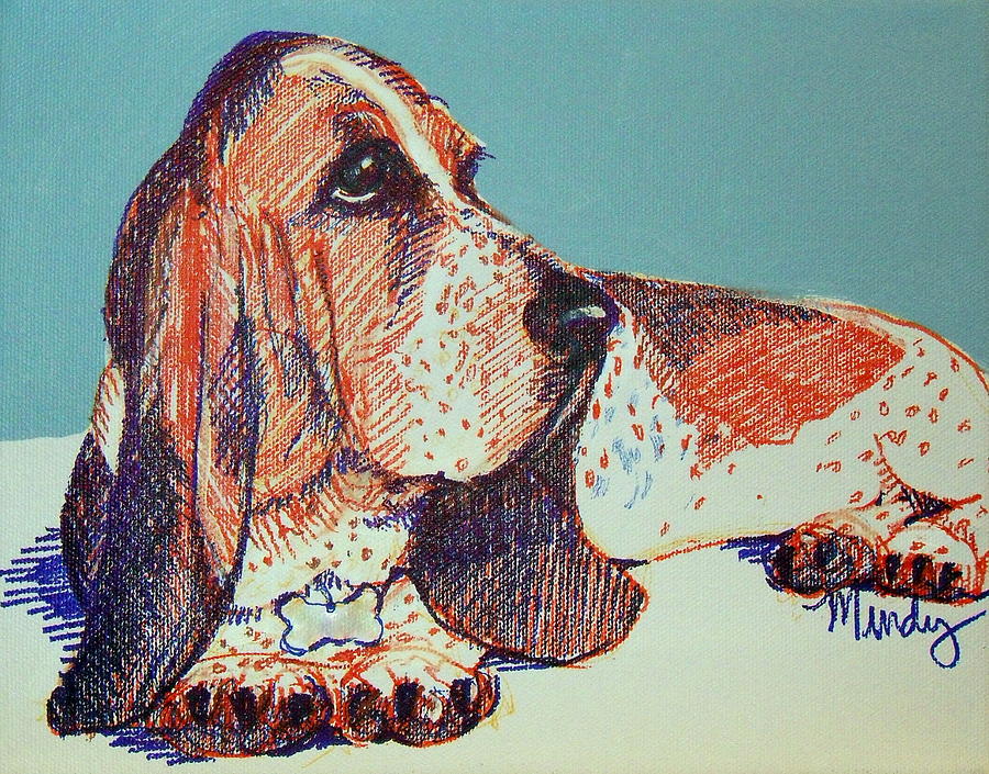 Dog Painting - Patient Basset Hound by Melinda Page