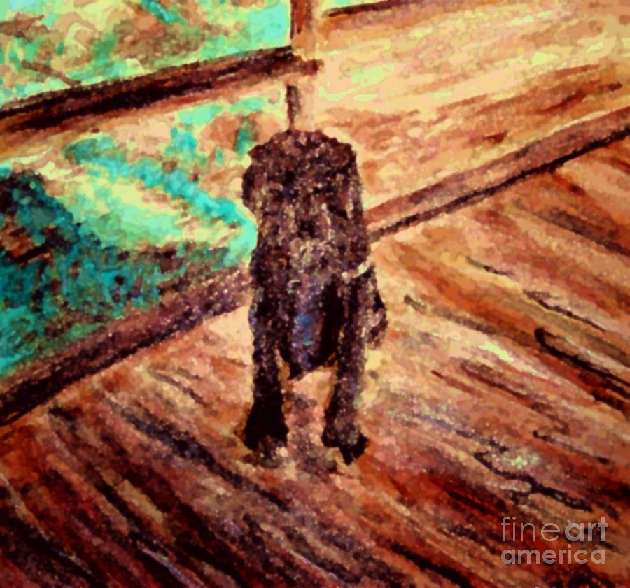 Patient Dog Painting by Stanley Morganstein