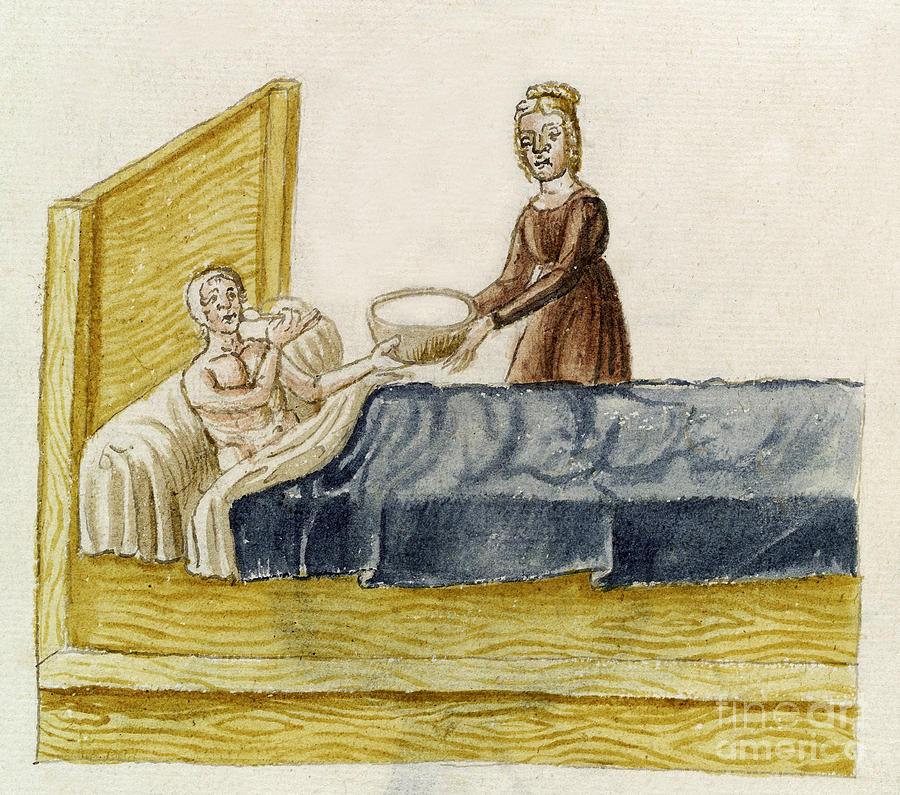 Patient In Being Fed Broth, 15th Century Photograph by Wellcome Images