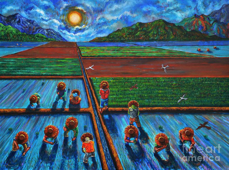 Patiently Planting Paddy Painting by Paul Hilario