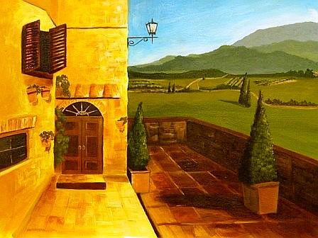 Architecture Painting - Patio in Paradise by Joe Lanni