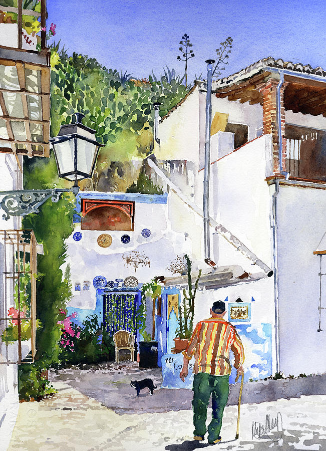 Patio in Sacromonte Granada Painting by Margaret Merry